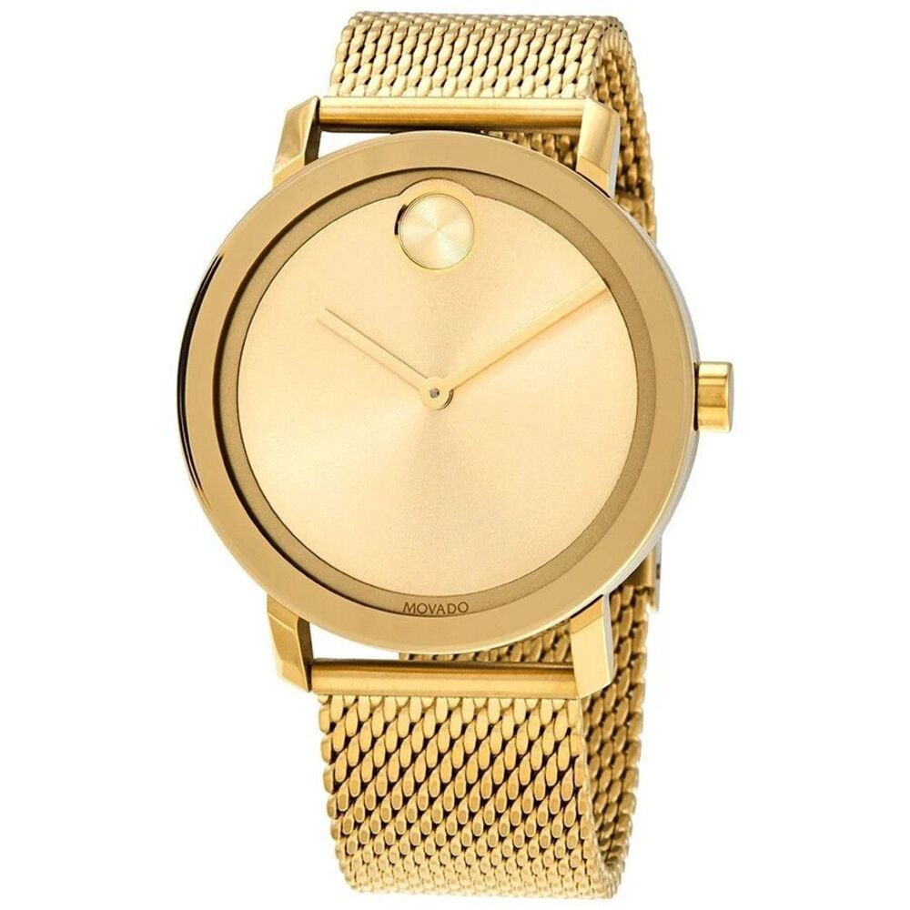 Movado Bold Men's Gold Tone Mesh Bracelet Brown Dial Watch